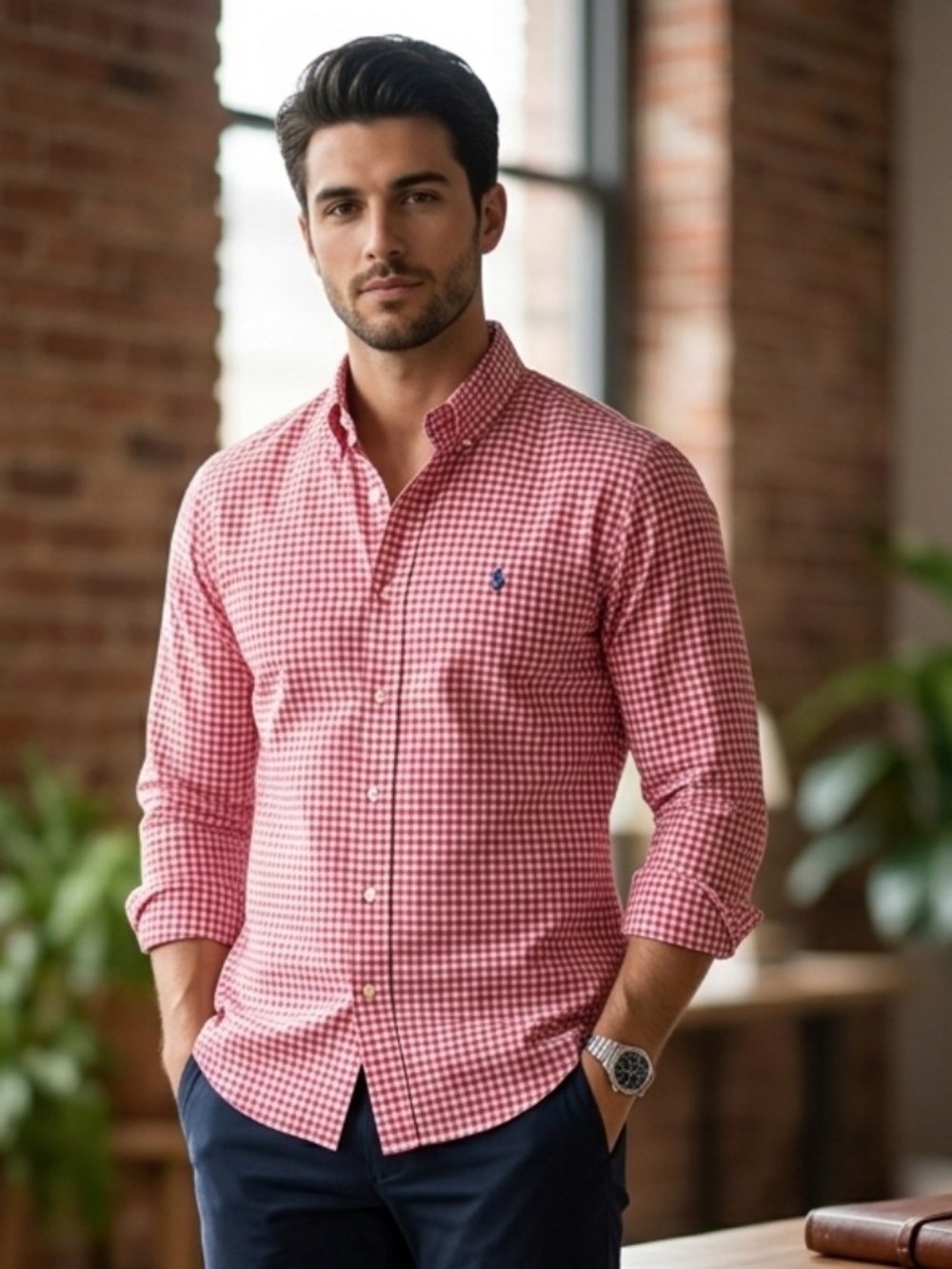 Polo Ralph Lauren Men’s XL Gingham Button Down Shirt Pink Red Check Pony Logo